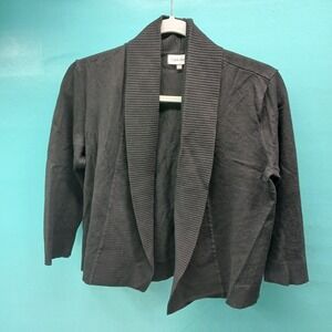 Calvin‎ Klein Black Shawl Collar Ribbed Knit Cardigan Sweater Women's Medium